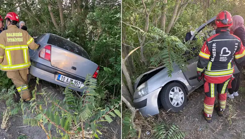 Balıkesir'de Otomobil Dehşeti: Şarampole Yuvarlanan Araçta İki Yaralı